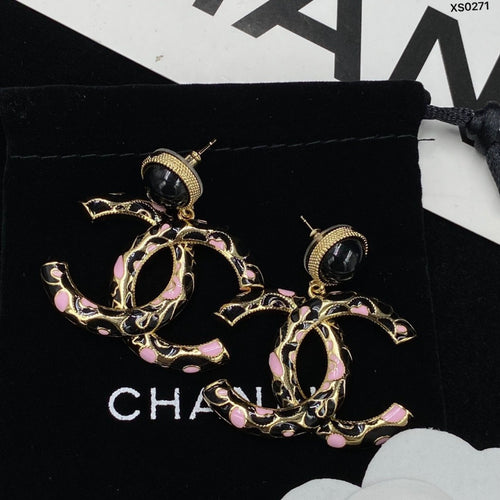 Pink Accent Interlocking-C Drop Earrings