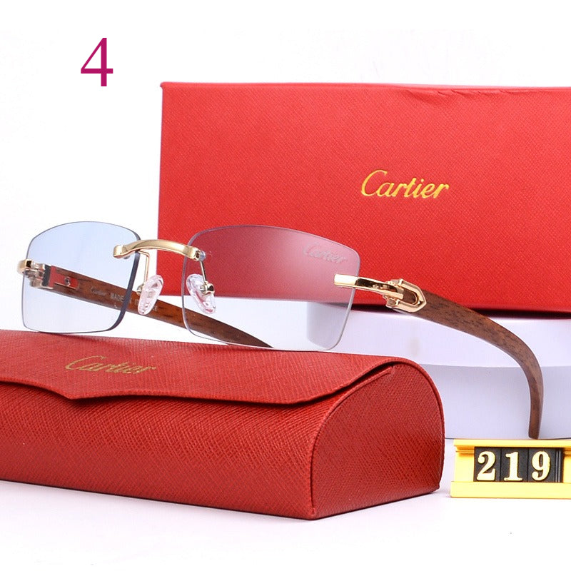 Rimless Sunglasses with Curved Metallic Temple Accents
