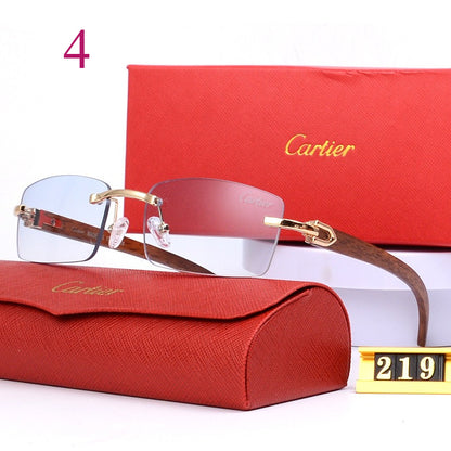 Rimless Sunglasses with Curved Metallic Temple Accents