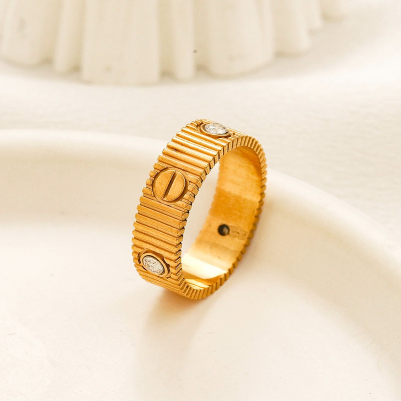 Copper Zirconium Real Gold Plated Ring,Rings Collection、Cart*er  Series