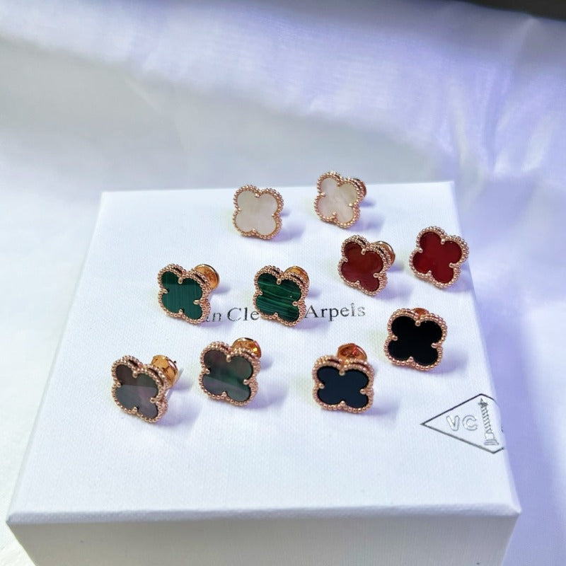 Beaded-Edge Quatrefoil Stud Earrings