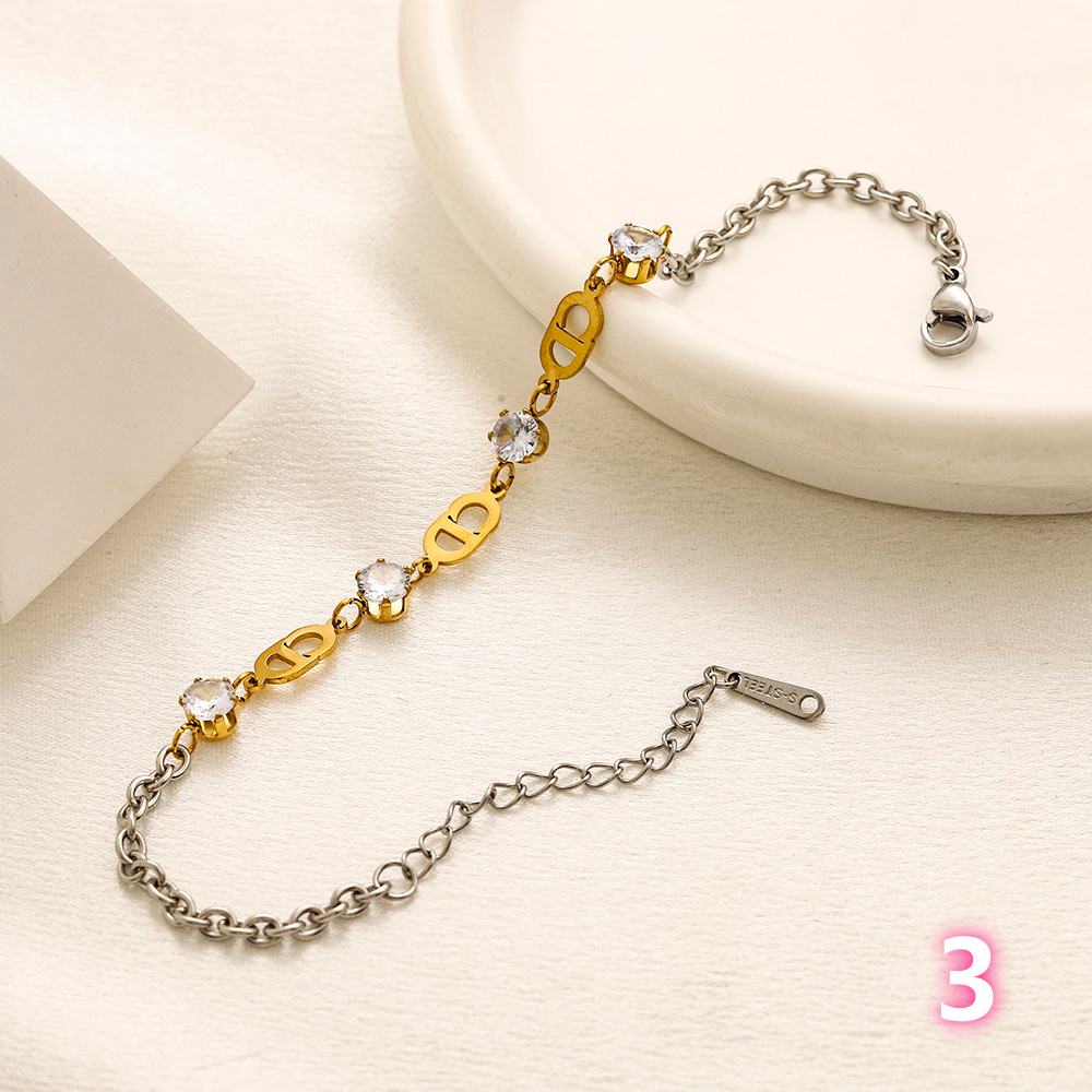 304 Stainless Steel Two-Tone Motif Chain Bracelet - Style Options