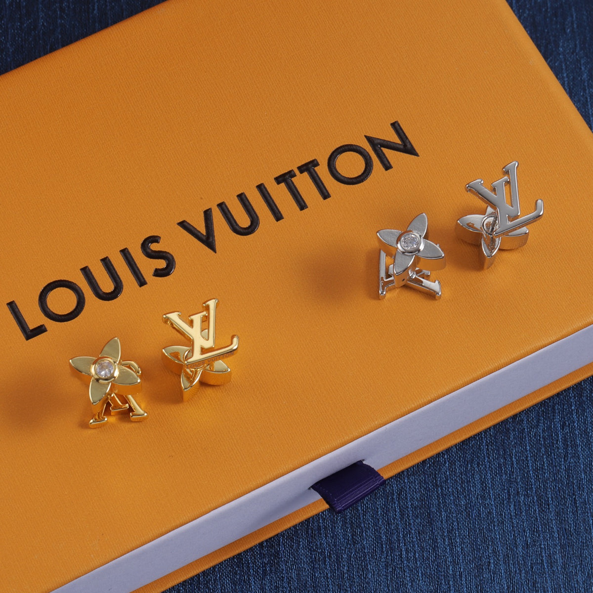 Monogram & Flower Stud Earrings