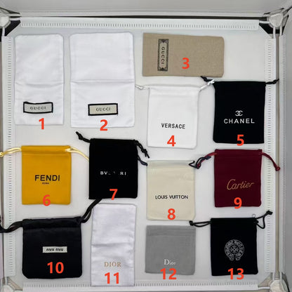Branded velvet pouch