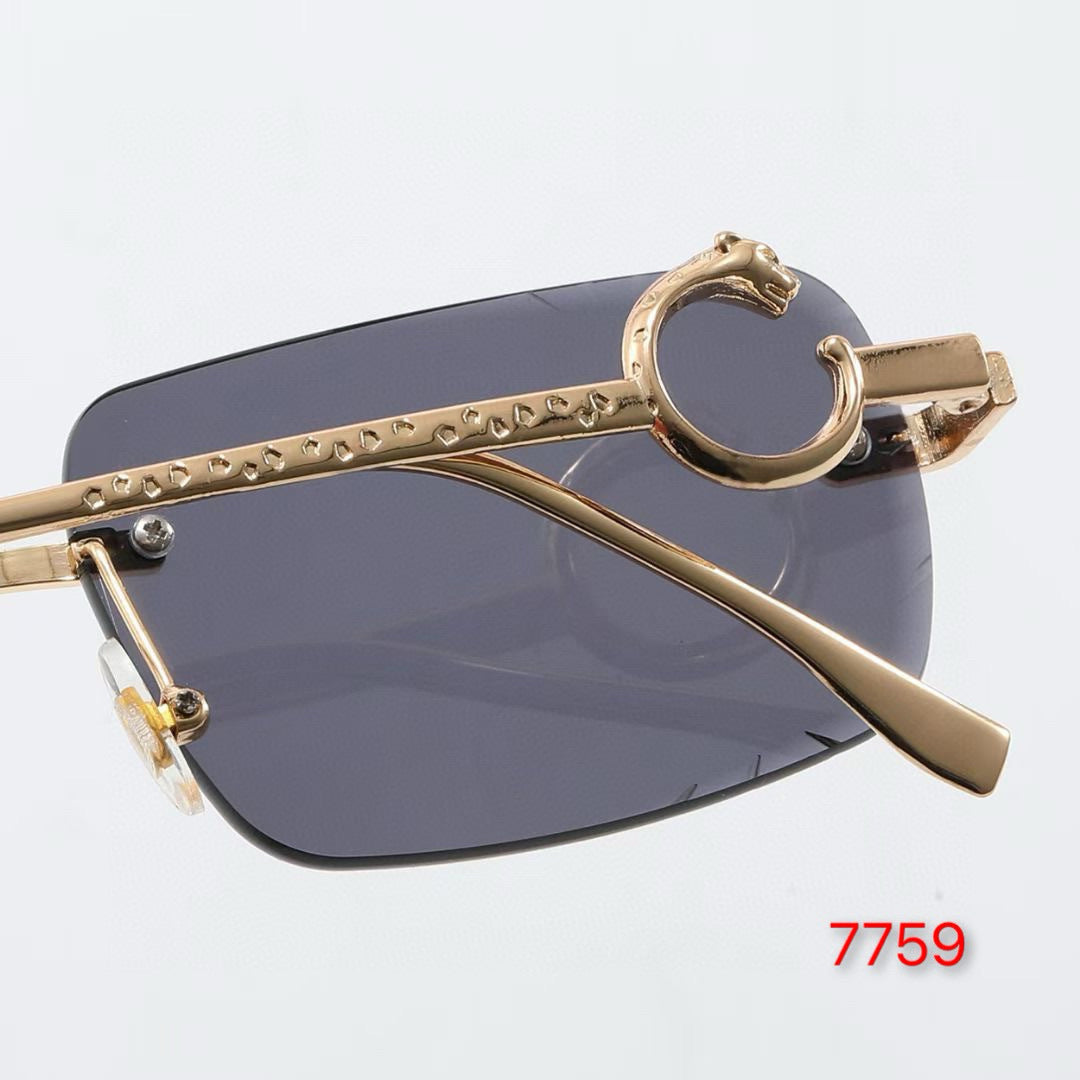 Rimless Sunglasses with Circular Hinge Accents