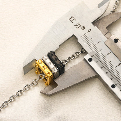 304 Stainless Steel Mixed-Tone Ring Pendant Necklace