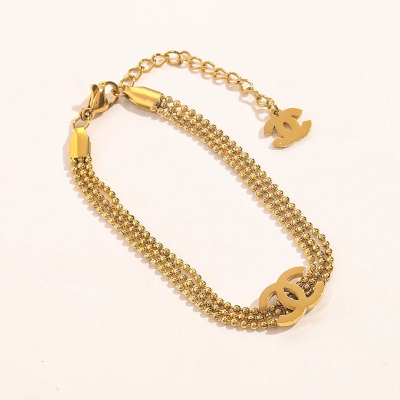 304 Stainless Steel Multi-Row Chain Interlocking-C Bracelet