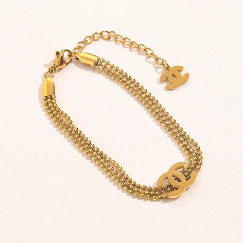 304 Stainless Steel Multi-Row Chain Interlocking-C Bracelet