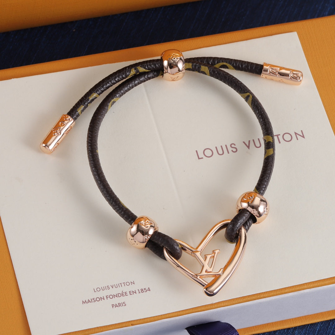 Adjustable Cord Monogram Charm Bracelet