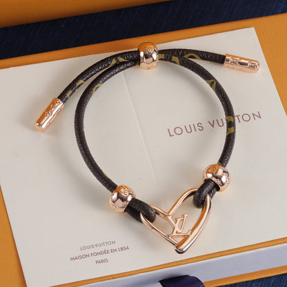 Adjustable Cord Monogram Charm Bracelet