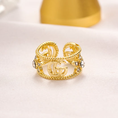 Copper Zirconium Real Gold Plated Ring,Rings Collection、GU*CI  Series