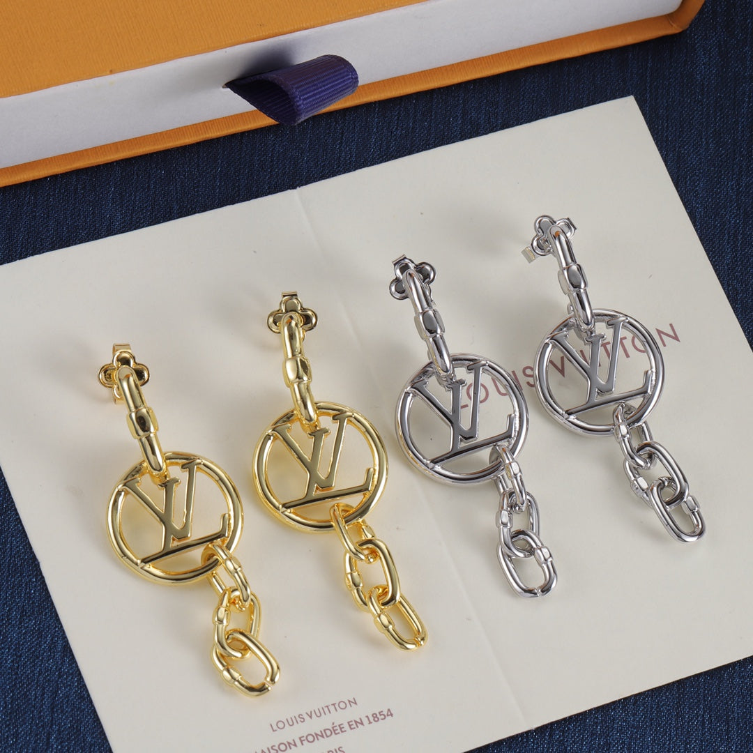 Monogram Chain-Link Dangle Earrings