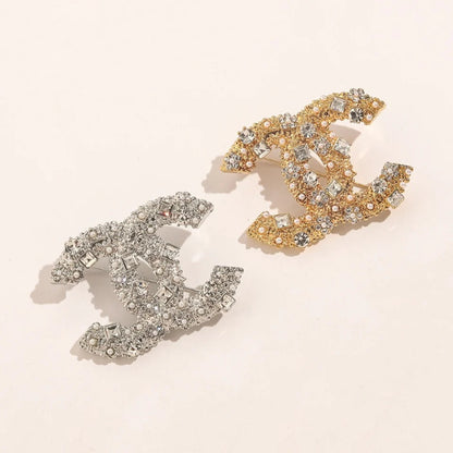 Alloy Stamped Real Gold Plated Brooch,Brooches Collection、CH*NEL Series