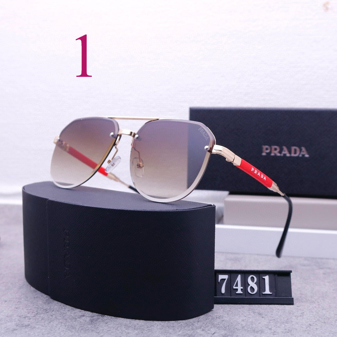 Squared Aviator Sunglasses with Contrast Temple Accents