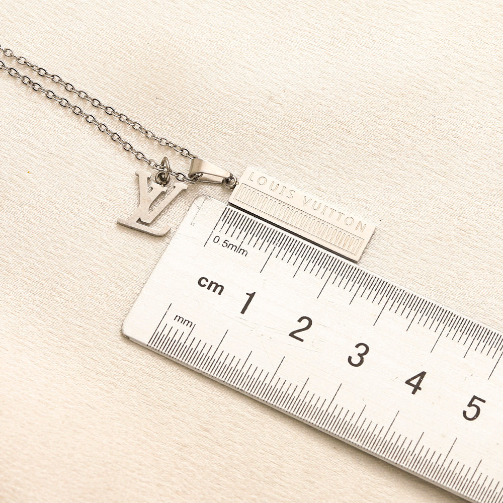 304 Stainless Steel Long Rectangular Tag Monogram Necklace