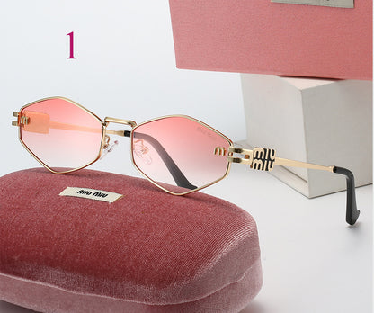 Round Metal-Frame Sunglasses with Logo Hinges