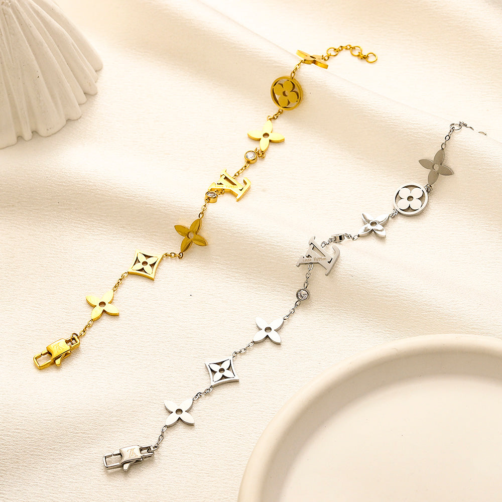 Halskette mit Armband aus Edelstahl 304 mit geprägtem Logo-Set