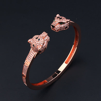 Pave Double Panther Cuff Bracelet