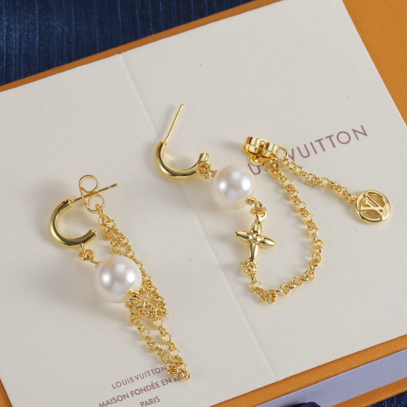 Pearl-Effect & Chain Charm Hoop Earrings