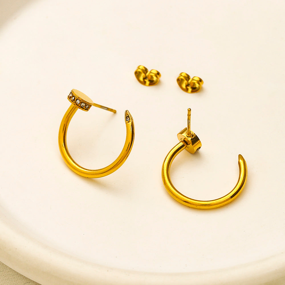 304 Stainless Steel Polished Round Hoop Earrings