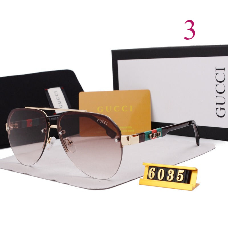 Rimless Round Sunglasses with Wide Metal Brow Bar