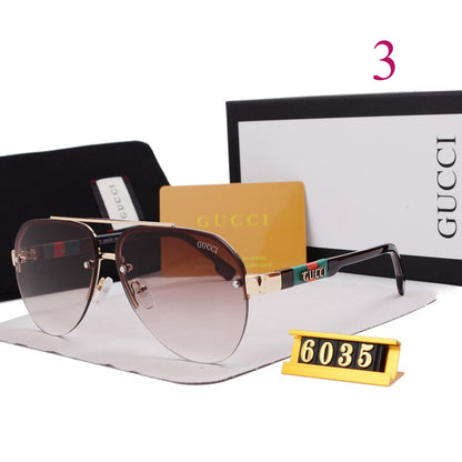 Rimless Round Sunglasses with Wide Metal Brow Bar