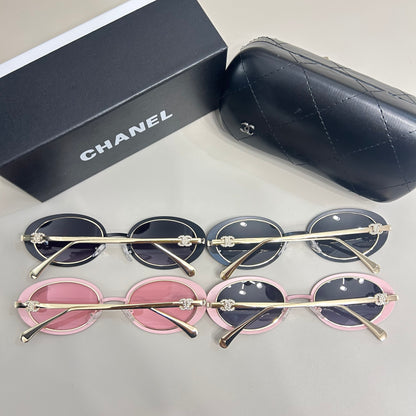 Oval Metal Sunglasses with Slim Double Bridge