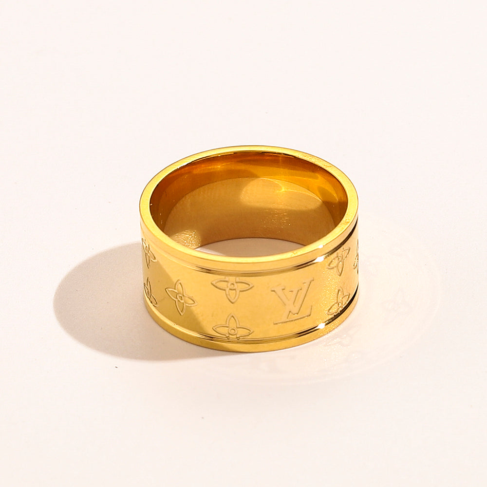 Copper Zirconium Real Gold Plated Ring,Rings Collection、L*V  Series