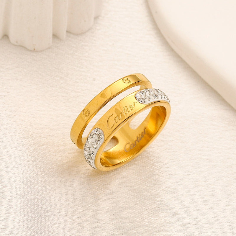 Copper Zirconium Real Gold Plated Ring,Rings Collection、Cart*er   Series