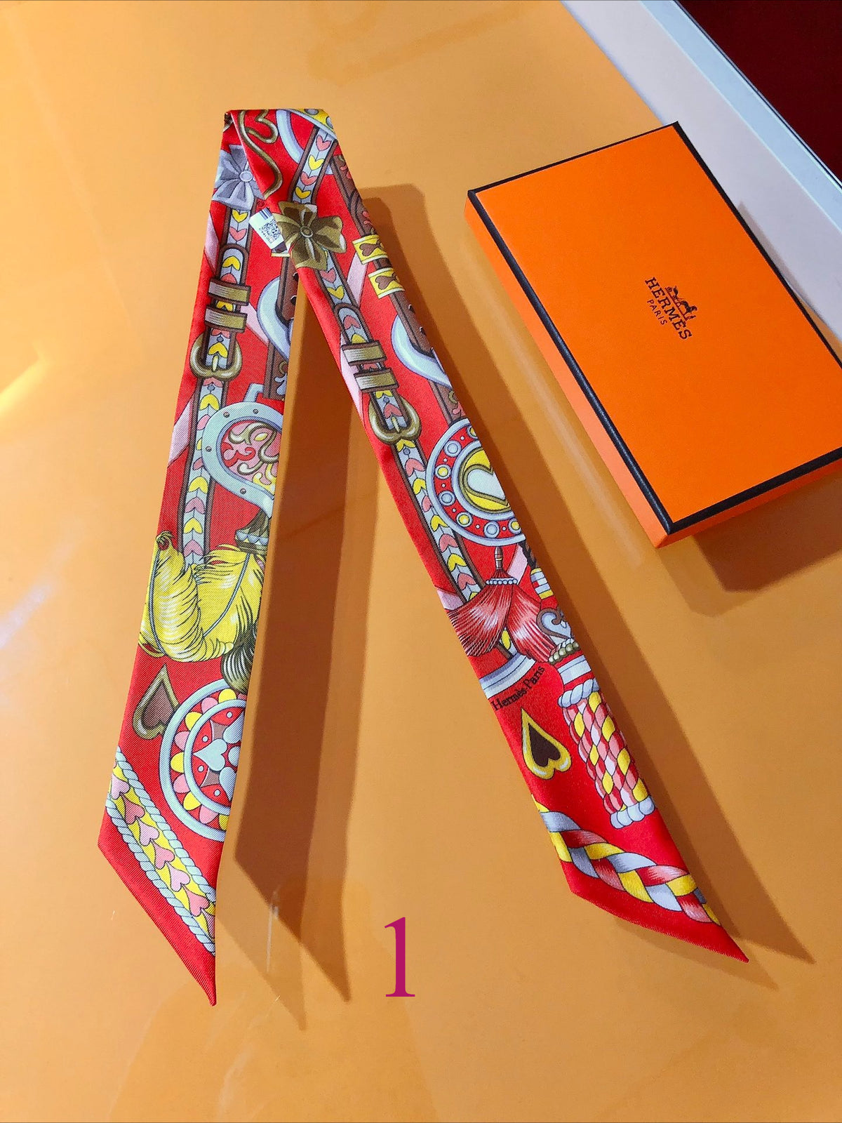 Colorful Belt & Buckle Ribbon Scarf - 5 x 120 cm