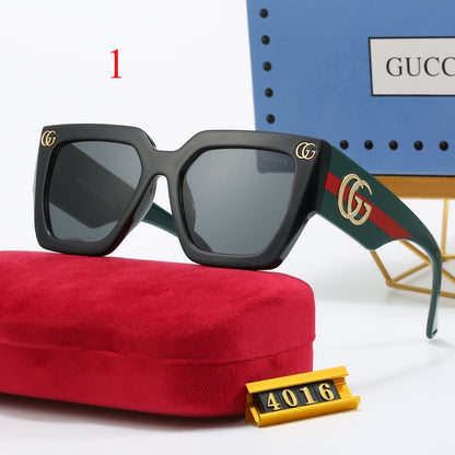 Geometric Square Sunglasses with Striped Temples