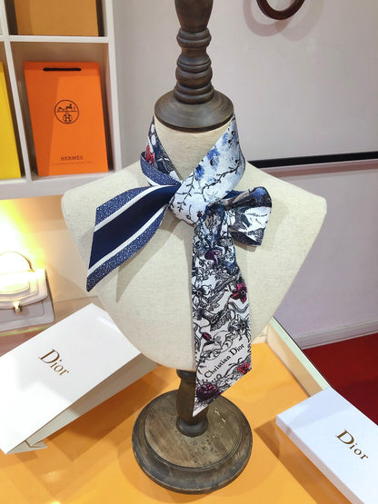 Scenic Print & Lettering Ribbon Scarf - 5 x 120 cm