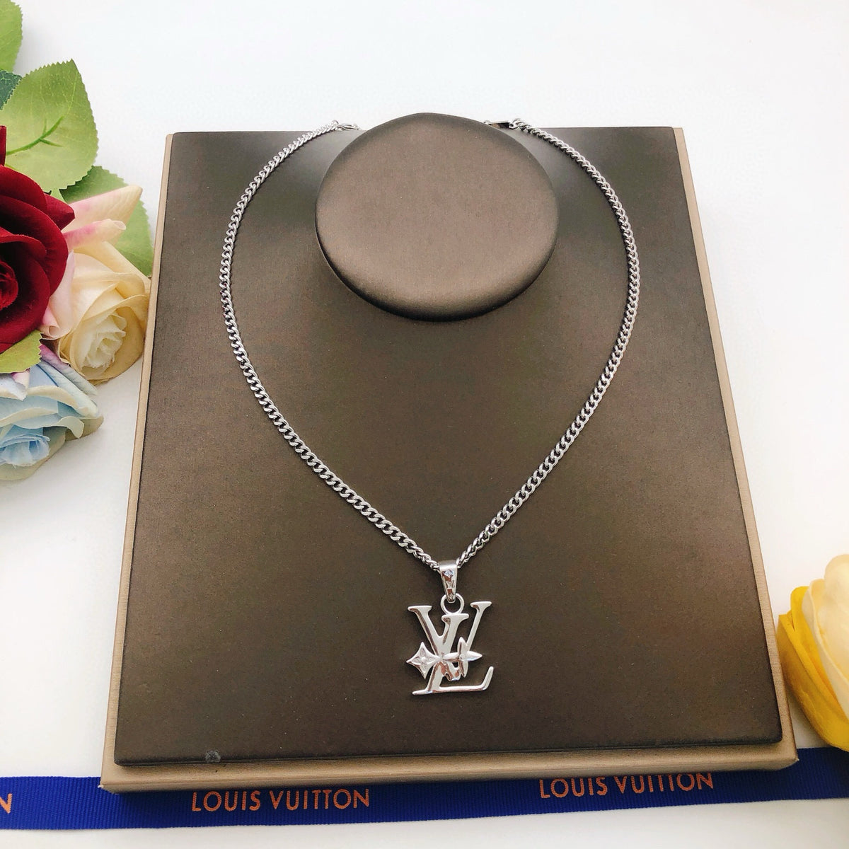 Large Monogram Pendant Chain Necklace