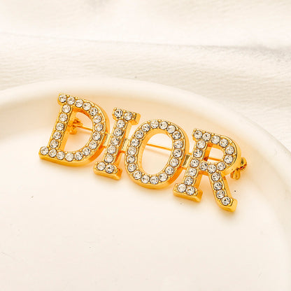 Alloy Stamped Logo Real Gold Plated Brooch,Brooches Collection、D*or Series