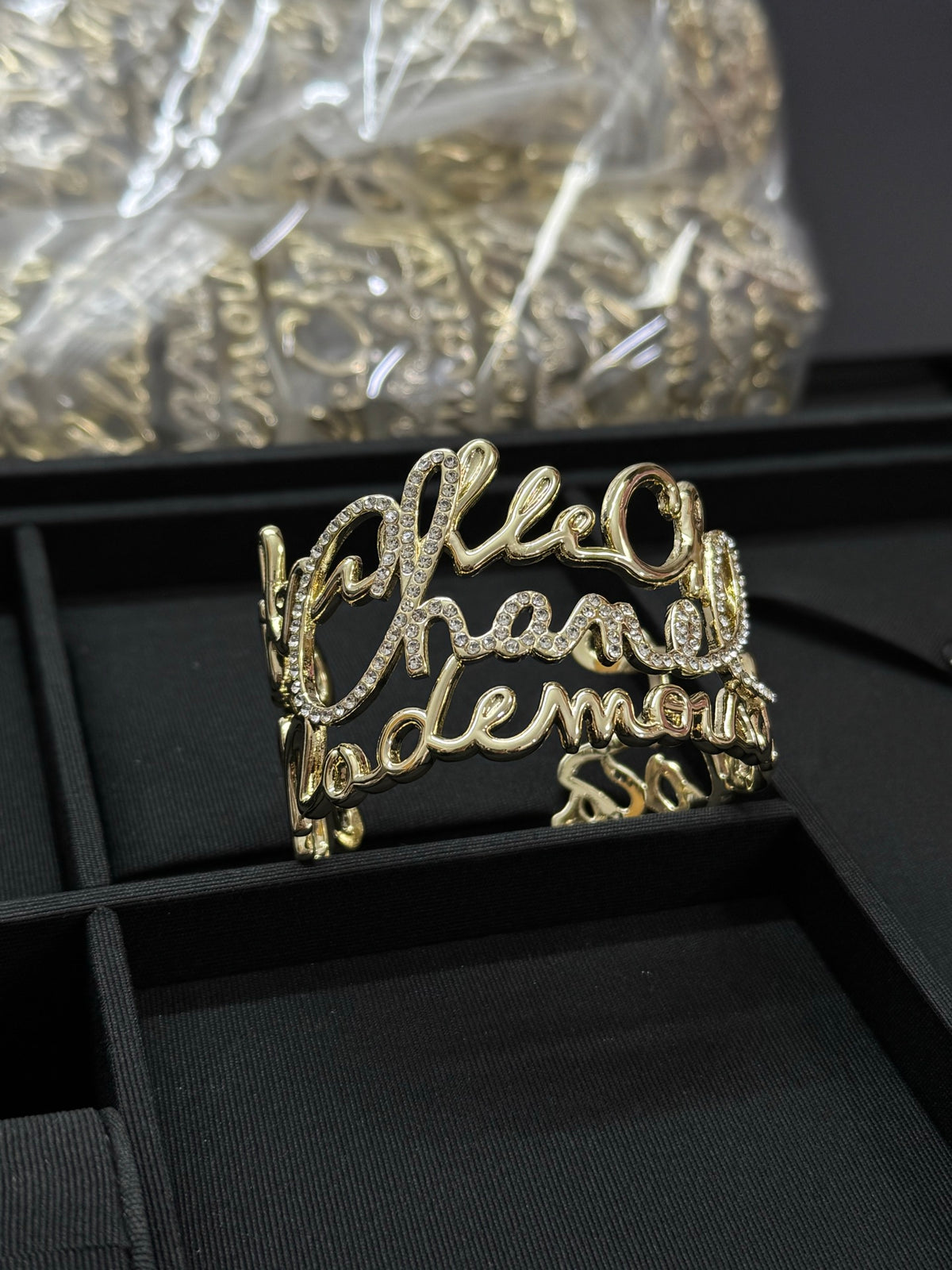 Openwork Script Lettering Cuff Bracelet
