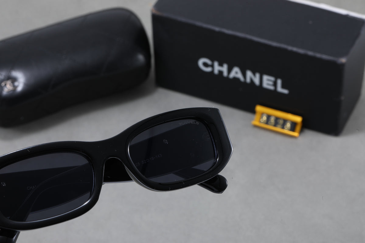 Slim Cat-Eye Sunglasses with Wide Logo Temples