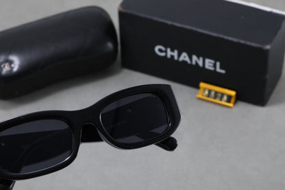 Slim Cat-Eye Sunglasses with Wide Logo Temples