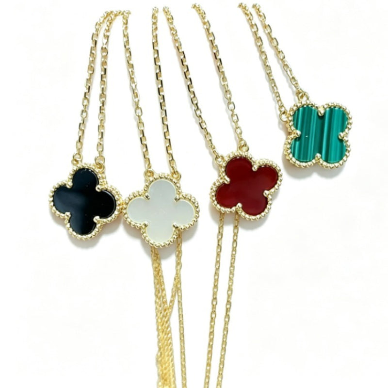 Color-Inlay Quatrefoil Pendant Necklace