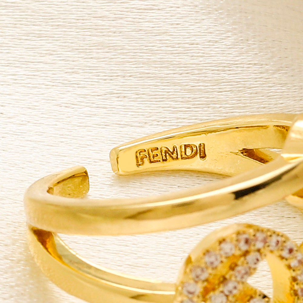 Copper Zirconium Real Gold Plated Ring,Rings Collection、F*ndi Series