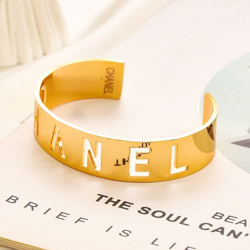 304 Stainless Steel Cutout Letter Cuff Bracelet