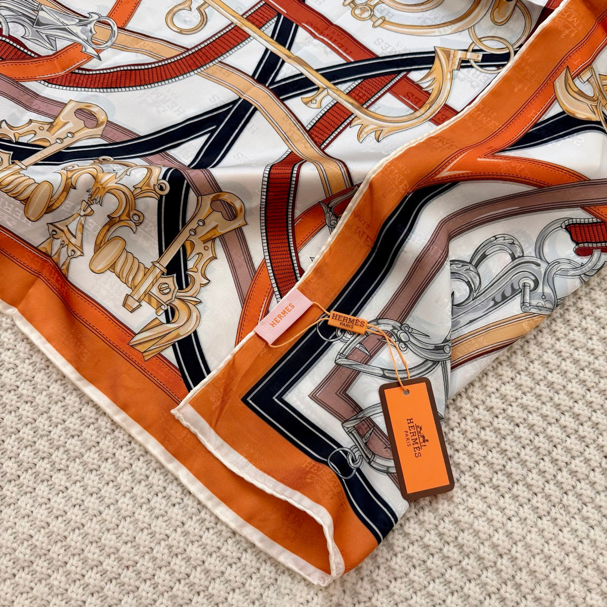 Belt & Buckle Print Square Scarf - 90 x 90 cm