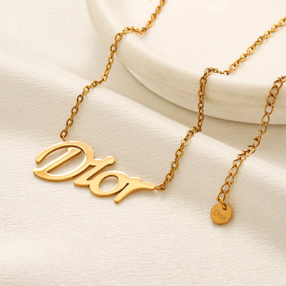 304 Stainless Steel Letter-Motif Earrings, Bracelet & Necklace Collection