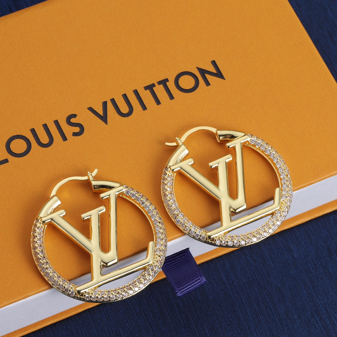 Pave Monogram Hoop Earrings