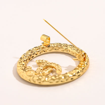 Alloy Stamped Real Gold Plated Brooch,Brooches Collection、CH*NEL Series