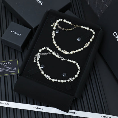 Pearl-Look Bead & Oval-Link Necklace