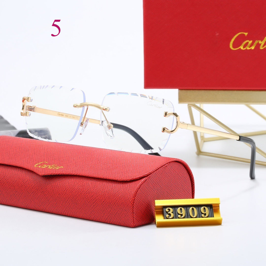 Rimless Rectangle Sunglasses with Double-Bar Temples
