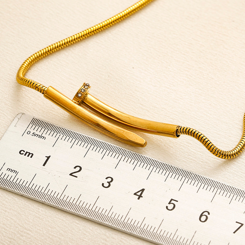 304 Stainless Steel Horizontal Nail Pendant Necklace
