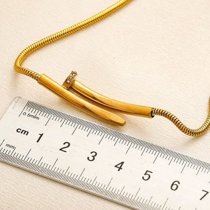 304 Stainless Steel Horizontal Nail Pendant Necklace