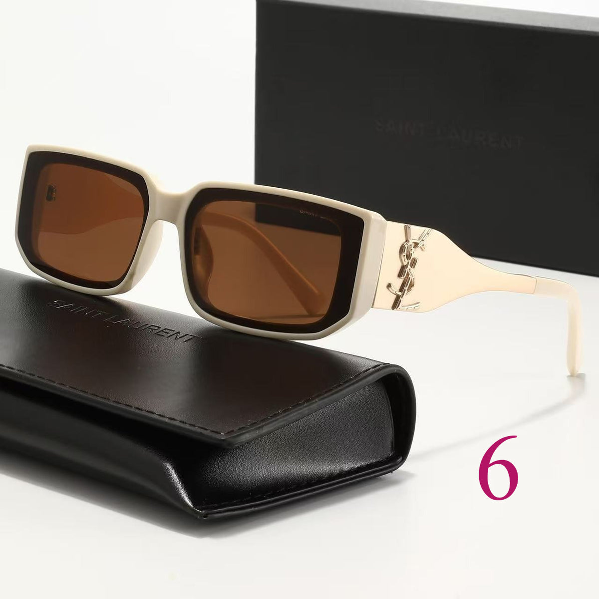 Wide Square Sunglasses with Contrast Metal Temples