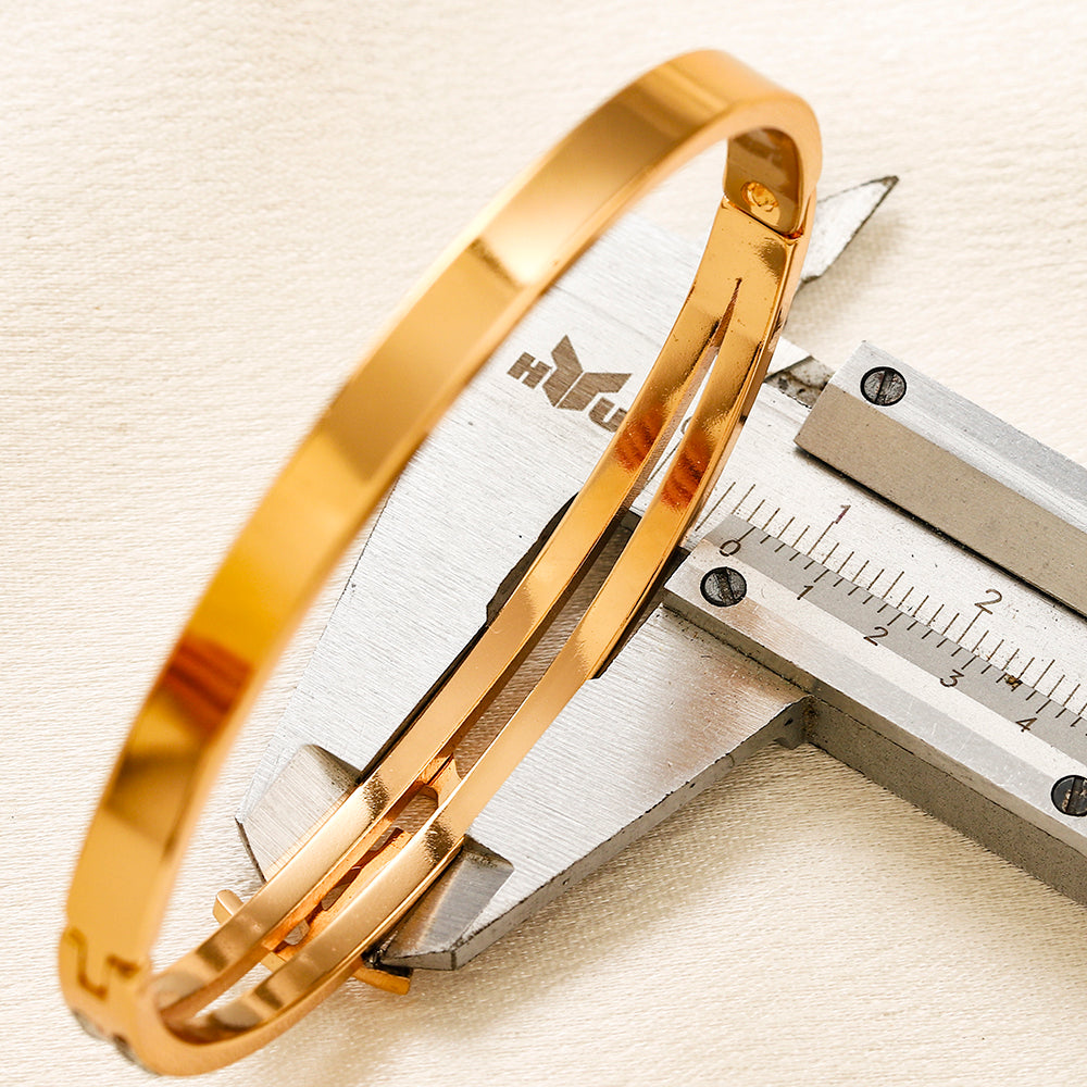 304 Stainless Steel Pave Monogram Slim Bangle Bracelet